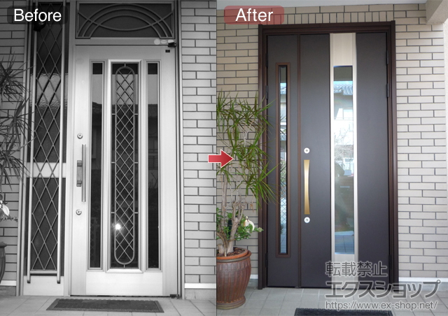 福岡県小郡市のの玄関ドア ラフォースR2型 K4仕様 64型 親子開き ランマ無し 施工例