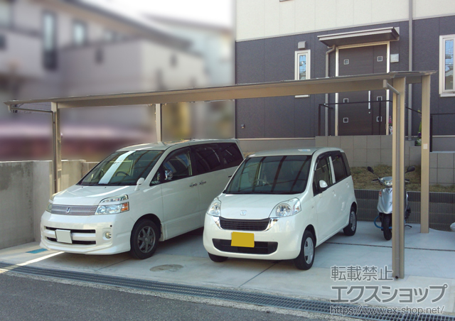 奈良県北葛城郡河合町ののカーポート アーキデュオ ワイド 積雪〜20cm対応 8度勾配仕様 施工例
