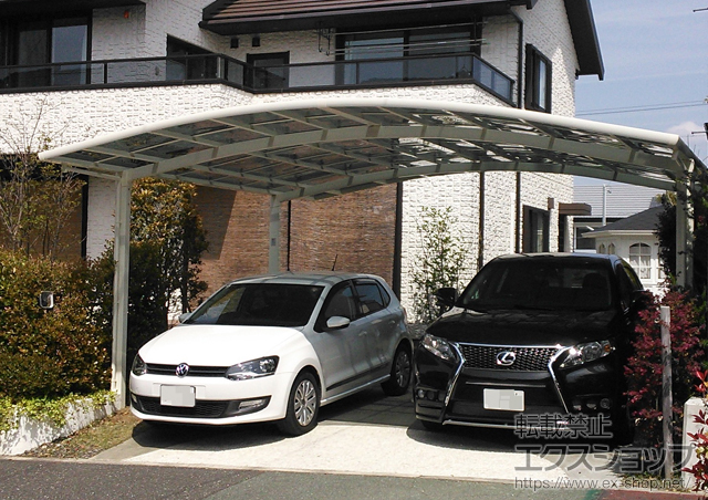 静岡県静岡市のLIXIL リクシル（トステム）のカーポート カーブポートシグマIII ワイド 積雪〜20cm対応 施工例