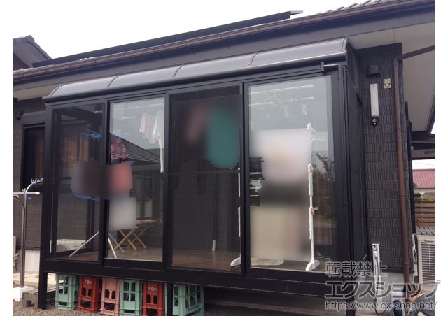 鹿児島県志布志市のLIXIL リクシル（トステム）のテラス囲い・サンルーム ほせるんですII R型 床納まり ランマ無 積雪〜20cm対応 施工例