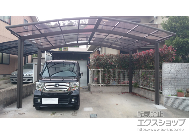 香川県丸亀市ののカーポート メジャーポートII Rタイプ M合掌 積雪〜20cm対応 施工例