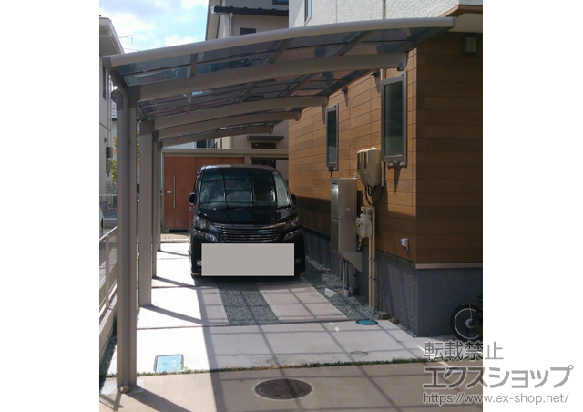 宮城県仙台市のLIXIL リクシル（トステム）のカーポート カーブポートシグマIII 縦連棟 積雪〜20cm対応＋着脱式サポート ロング柱23用 施工例