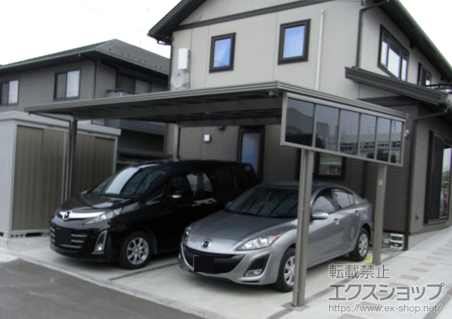 宮城県多賀城市ののカーポート アーキデュオ プレミアムワイド 積雪〜20cm対応＋アーキデュオ プレミアムワイド用　サイドパネル 施工例