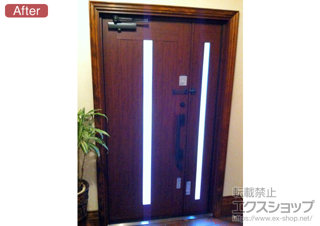 神奈川県横浜市のLIXIL リクシル（トステム）の玄関ドア リシェントアルミ仕様 22親子R(ランマ無し) P1型 施工例