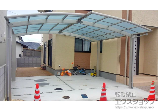 愛媛県松山市ののカーポート、サイクルポート・自転車置き場 レイナポートグラン M合掌　積雪～20cm対応 施工例
