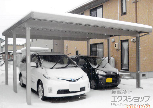 岩手県紫波郡矢巾町のLIXIL リクシル（トステム）のカーポート テリオスポートIII 3000 2台用 角柱6本仕様 積雪〜100cm対応 施工例