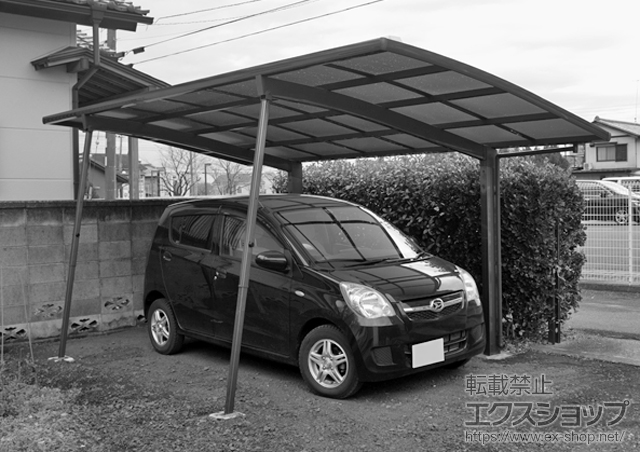 栃木県栃木市のLIXIL リクシル（トステム）のカーポート カーブポートシグマIII 積雪〜20cm対応＋着脱式サポート 標準 1本入り2セット 施工例