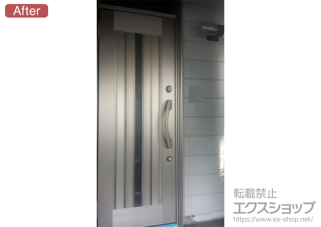 東京都江東区のLIXIL リクシル（トステム）の玄関ドア リシェントアルミ仕様 20片開きランマ付きL P1型 施工例