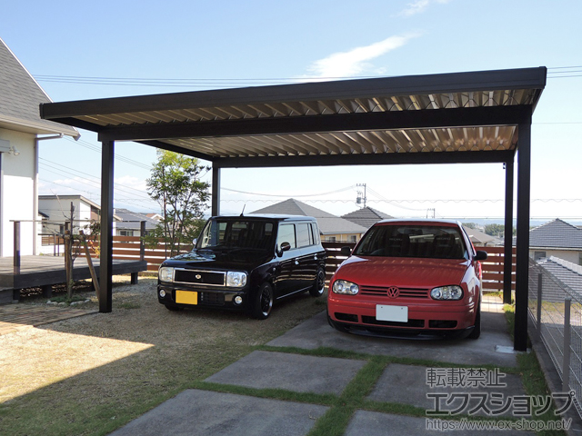 静岡県浜松市のLIXIL リクシル（トステム）のカーポート テリオスポートIII 900 2台用 角柱4本仕様 積雪〜30cm対応 施工例