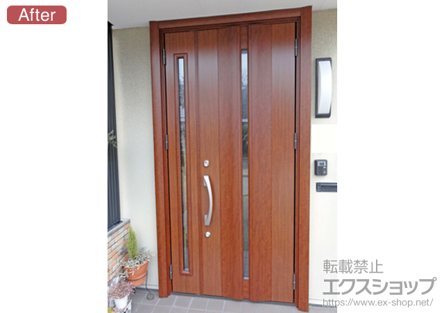 愛知県岡崎市のLIXIL リクシル（トステム）の玄関ドア リシェントK4仕様 22親子R(ランマ無し) 500型 施工例