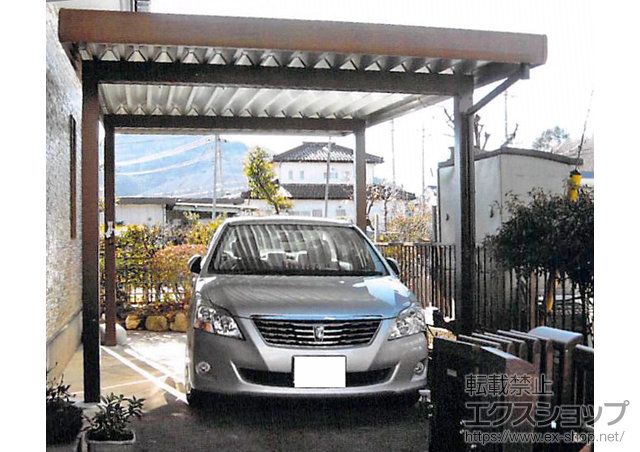 埼玉県秩父郡長瀞町ののカーポート ジーポートneo Aタイプ 角柱4本 標準鼻隠し 積雪〜100cm対応 施工例