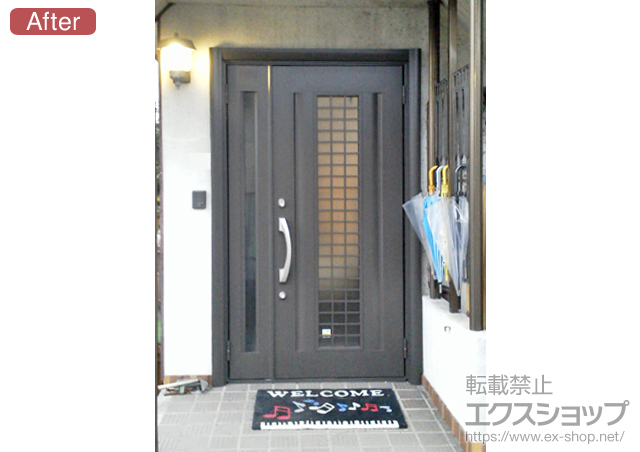 栃木県栃木市のLIXIL リクシル（トステム）の玄関ドア リシェント アルミ親子仕様　S1型 施工例