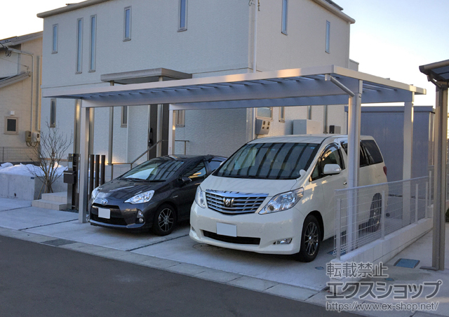 宮城県黒川郡富谷町ののカーポート ソルディーポート 1500 2台用 積雪〜50cm対応 施工例