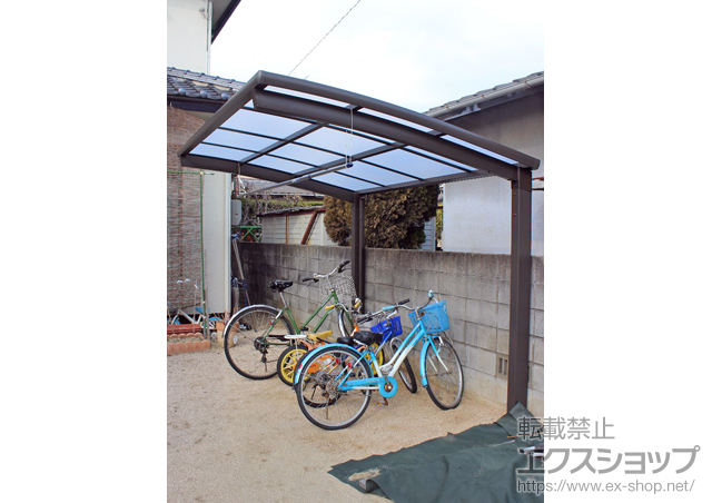 岡山県岡山市のLIXIL リクシル（トステム）のサイクルポート・駐輪場 カーブポートシグマIII ミニ 積雪〜20cm対応 施工例