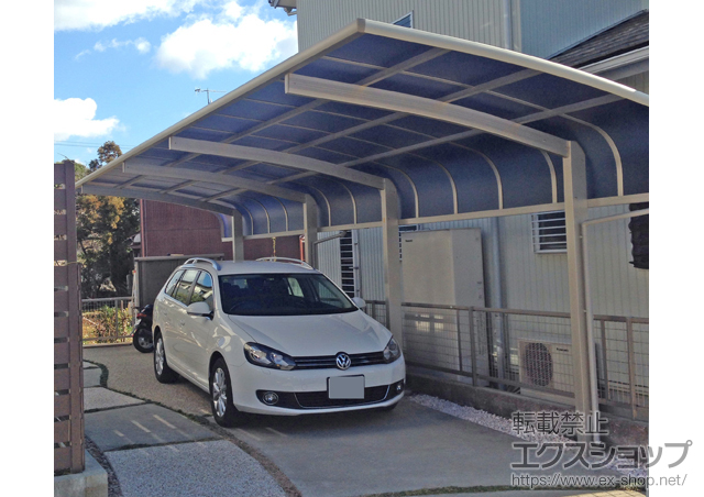 愛知県蒲郡市ののカーポート プレシオスポート アルファ 縦連棟 積雪〜20cm対応 施工例