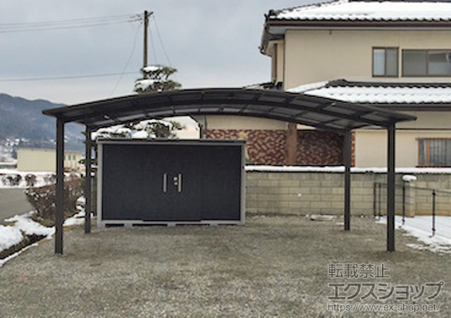 長野県北安曇郡池田町のLIXIL リクシル（トステム）のカーポート カーブポートシグマIII ワイド 積雪〜20cm対応 施工例