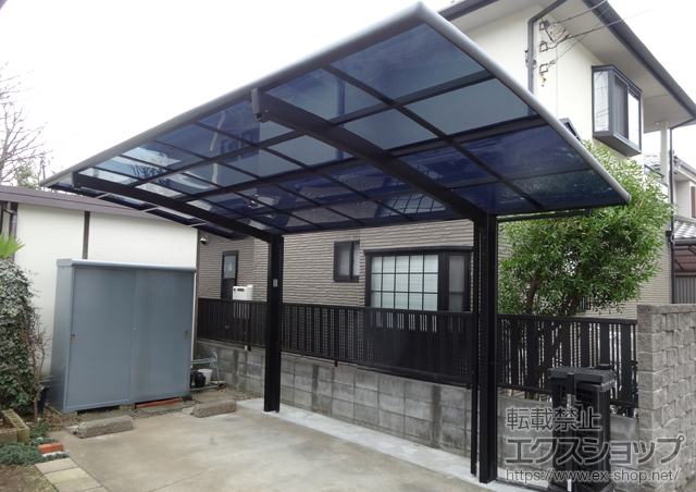 東京都府中市のLIXIL リクシル（トステム）のカーポート カーブポートシグマIII 耐風圧強度仕様 積雪〜30cm対応 施工例