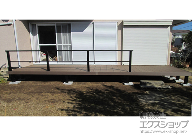 千葉県茂原市ののウッドデッキ リウッドデッキ 200＋シンプルモダンデッキフェンス8型＜横格子1本タイプ＞ 施工例