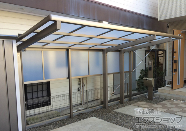 静岡県静岡市のLIXIL リクシル（トステム）のサイクルポート・駐輪場 レークポートシグマIII ミニ 延長 積雪〜20cm対応＋サイドパネル 施工例