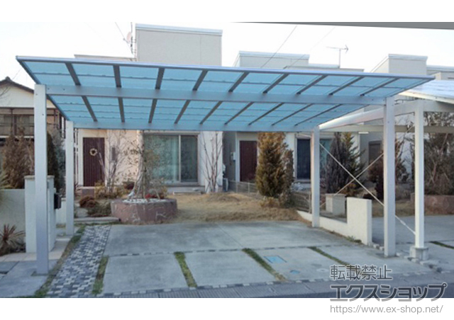 埼玉県八潮市ののカーポート エフルージュ ツイン 4°設置 積雪〜20cm対応 施工例