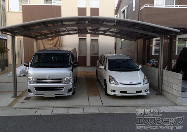 徳島県徳島市のLIXIL リクシル（トステム）のカーポート カーブポートシグマIII ワイド 積雪〜20cm対応 施工例