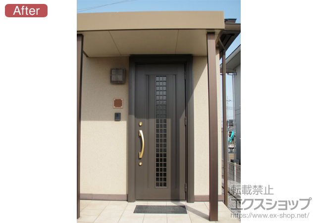 群馬県伊勢崎市のLIXIL リクシル（トステム）の玄関ドア リシェントアルミ仕様 22片開きR S1型＋下枠段差緩和材/下枠フラット材 施工例