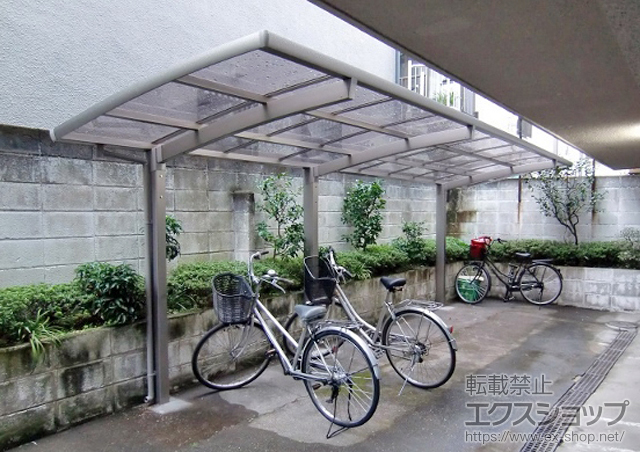 東京都文京区のLIXIL リクシル（トステム）のサイクルポート・駐輪場 カーブポートシグマIII ミニ 延長 積雪〜20cm対応 施工例