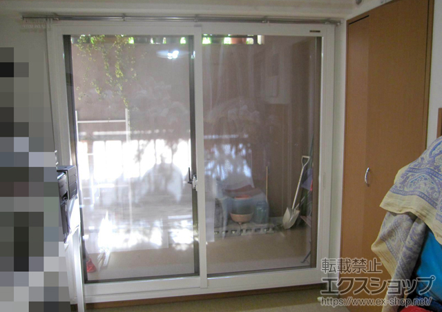 東京都足立区のの二重窓（内窓） プラマードU引違い窓2枚建て＋ふかし枠（25mm）4方/カーテンレール対応 施工例