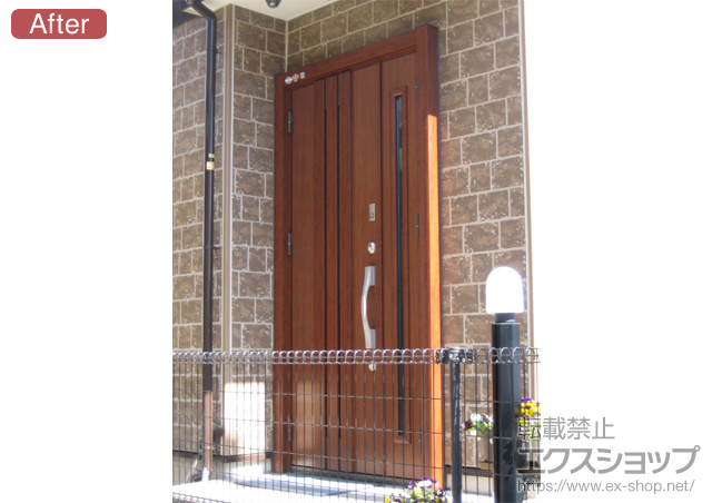 千葉県流山市のLIXIL リクシル（トステム）の玄関ドア リシェントK4仕様 22CAZAS仕様 親子L 700型 施工例