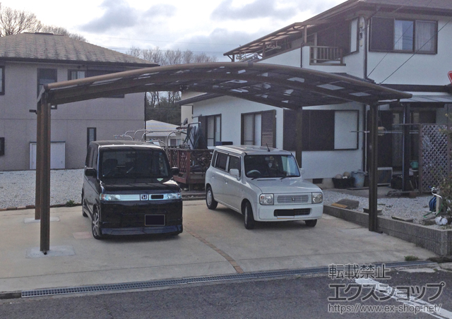 三重県名張市のLIXIL リクシル（トステム）のカーポート カーブポートシグマIII ワイド 積雪〜20cm対応 施工例