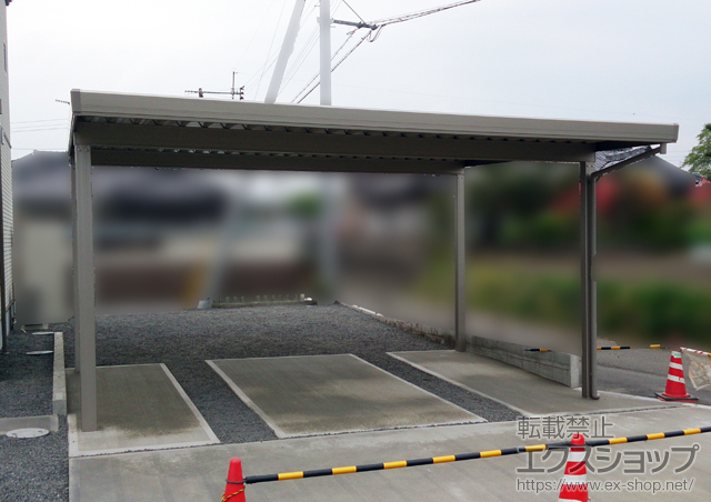 宮崎県都城市のLIXIL リクシル（トステム）のカーポート テリオスポートIII 900 2台用 角柱4本 積雪〜30cm対応 施工例