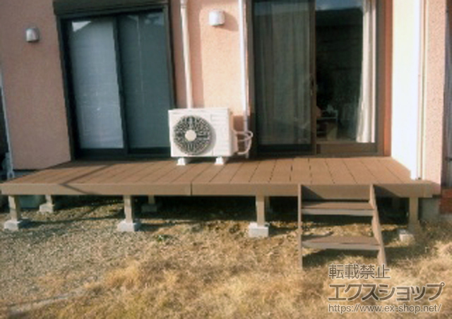 兵庫県西宮市ののウッドデッキ リウッドデッキ 200＋リウッドステップ5型 Sタイプ 2段 施工例