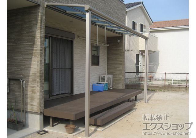 佐賀県佐賀市ののテラス屋根 ヴェクターテラス F型 テラスタイプ 単体 積雪〜20cm対応＋吊り下げ式物干し 標準 2本入り×1セット 施工例