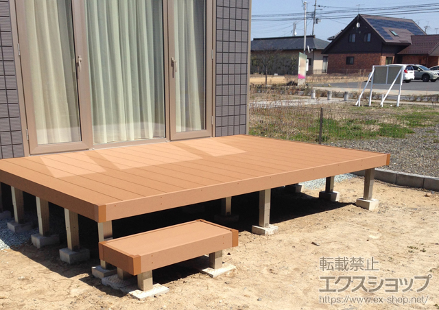 宮城県登米市ののウッドデッキ リウッドデッキ 200＋独立式リウッドステップ2型 施工例