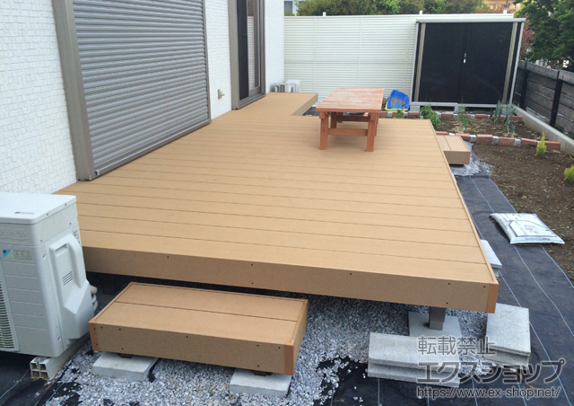 東京都多摩市のLIXIL リクシル（トステム）のウッドデッキ レストステージ 幕板納まり+レストステージ 床板セット 施工例