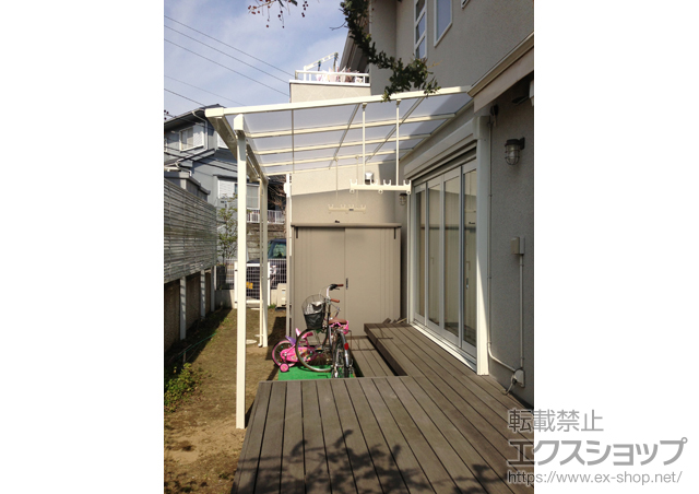 神奈川県鎌倉市のLIXIL リクシル（トステム）のテラス屋根 ライザーテラスII F型 テラスタイプ 単体 積雪〜20cm対応 施工例