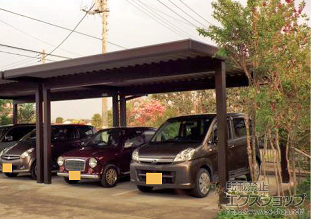 群馬県安中市ののカーポート ジーポートneo Aタイプ 2台用 角柱4本 標準鼻隠し 積雪〜100cm対応 施工例