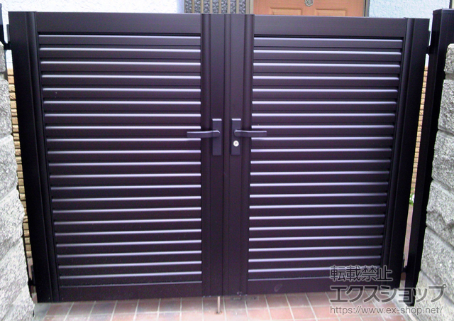 千葉県木更津市のの門扉 プリレオ R5型 両開き 柱使用 施工例