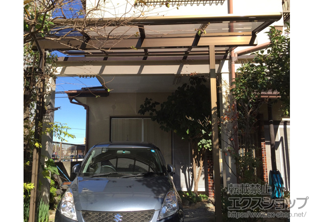 埼玉県松山市のLIXIL リクシル（トステム）のテラス屋根 パワーアルファ F型 1500 テラスタイプ 単体 積雪〜50cm対応 施工例