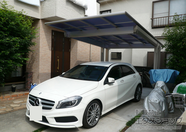 神奈川県相模原市ののカーポート エフルージュEX 後方支持タイプ 積雪〜20cm対応＋着脱式サポート(2本入り) 施工例