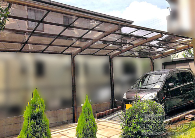 千葉県佐倉市のLIXIL リクシル（トステム）のカーポート カーブポートシグマIII 縦連棟 積雪〜20cm対応 施工例