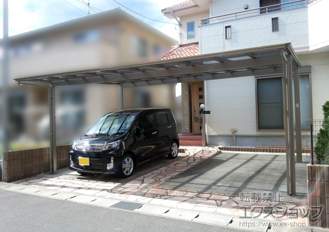 千葉県茂原市ののカーポート アーキデュオ ワイド 積雪〜20cm対応 施工例