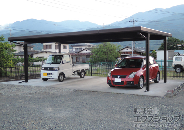 山梨県南アルプス市ののカーポート レオンポートneo 3台用 角柱4本柱 標準鼻隠し 積雪〜50cm対応 施工例
