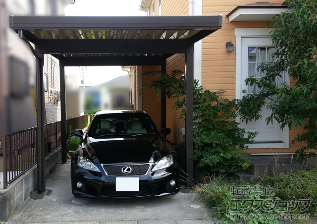 群馬県前橋市のLIXIL リクシル（トステム）のカーポート テリオスポートIII 角柱4本 積雪〜100cm対応 施工例