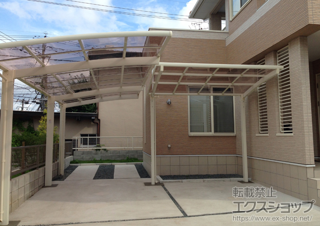 熊本県上益城郡益城町のLIXIL リクシル（トステム）のカーポート カーブポートシグマIII 延長 積雪〜20cm対応 施工例