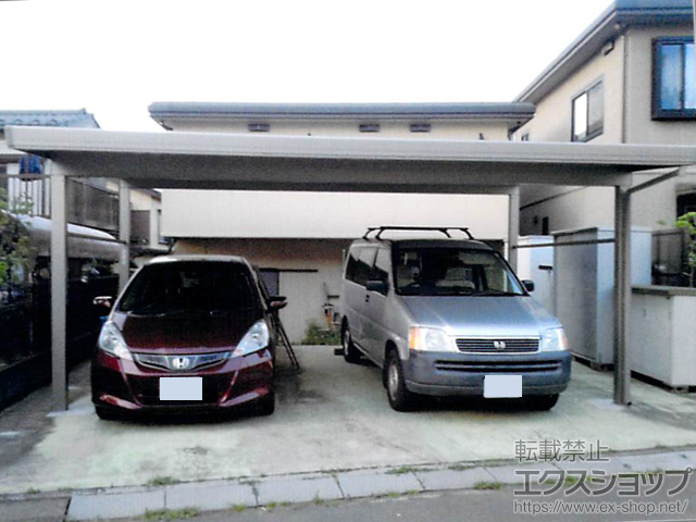 埼玉県富士見市のLIXIL リクシル（トステム）のカーポート テリオスポートIII 1500 2台用 4本柱 積雪〜50cm対応 施工例