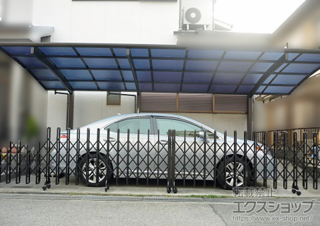 兵庫県明石市ののカーポート レイナポートグラン 延長　積雪〜20cm対応＋屋根ふき材補強部品（2セット） 施工例