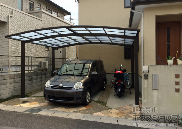 滋賀県大津市のLIXIL リクシル（トステム）のカーポート カーブポートシグマIII ワイド 積雪〜20cm対応 施工例