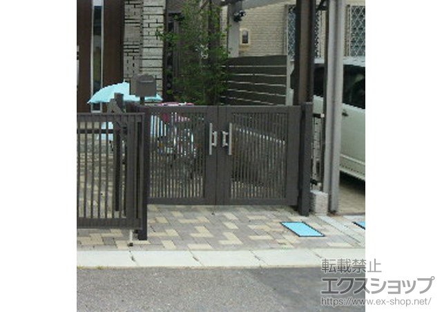 愛知県春日井市のの門扉 シャレオR2型 両開き　柱使用 施工例