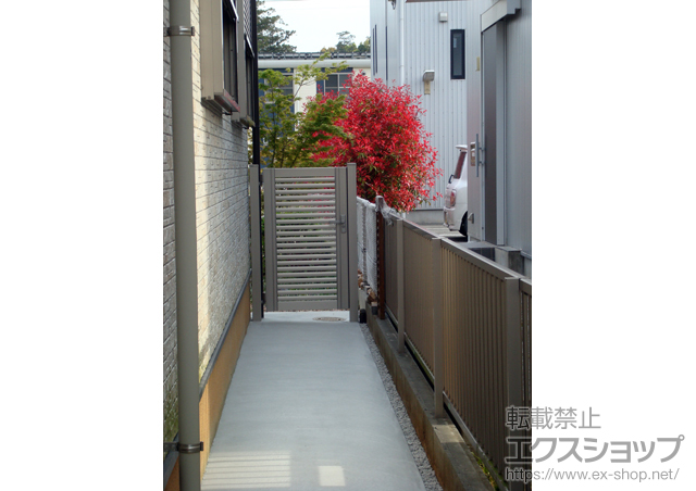 静岡県浜松市のの門扉 プリレオ R3型 片開き　柱使用 施工例